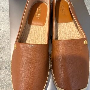 Ralph Lauren Cameryn Leather Espadrille Flats Women's Size 9M NEW